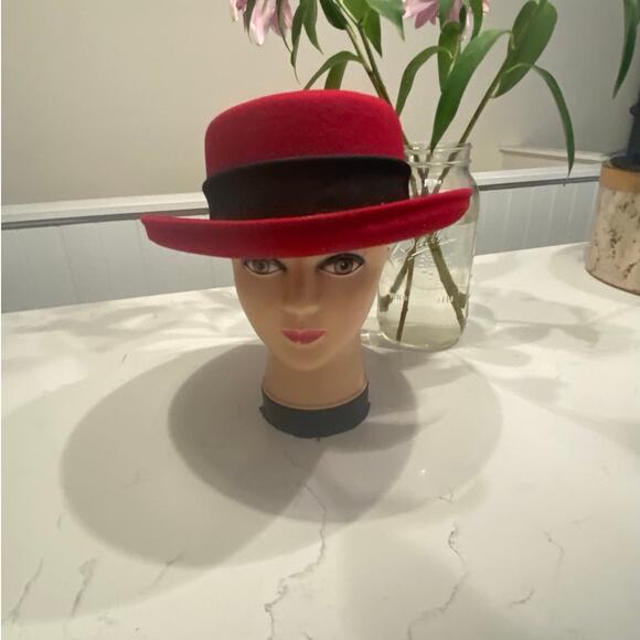 Vintage Bollman Hat Company 100% Wool Felt Red Hat